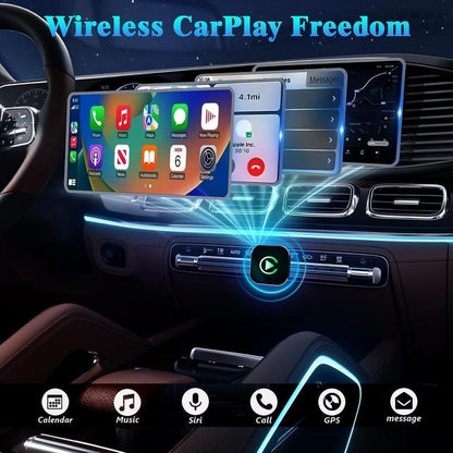 Wireless Carplay Adapter for Iphone Android Fast Connection No Latency Hands Free Call Wireless Adapter Electronic Charger Carplay Dongle with 30M Range