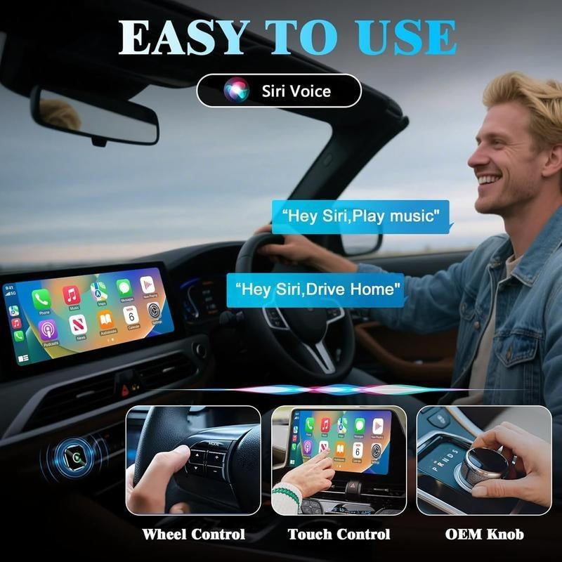 Wireless Carplay Adapter for Iphone Android Fast Connection No Latency Hands Free Call Wireless Adapter Electronic Charger Carplay Dongle with 30M Range