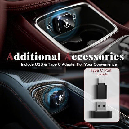 Wireless Carplay Adapter for Iphone Android Fast Connection No Latency Hands Free Call Wireless Adapter Electronic Charger Carplay Dongle with 30M Range